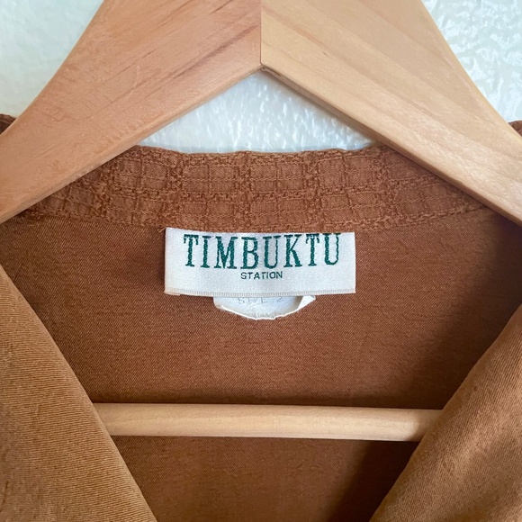 Vintage 90s Autumn Brown Faux Suede Blouse | Timbuktu Station Made in USA - Picture 8 of 8